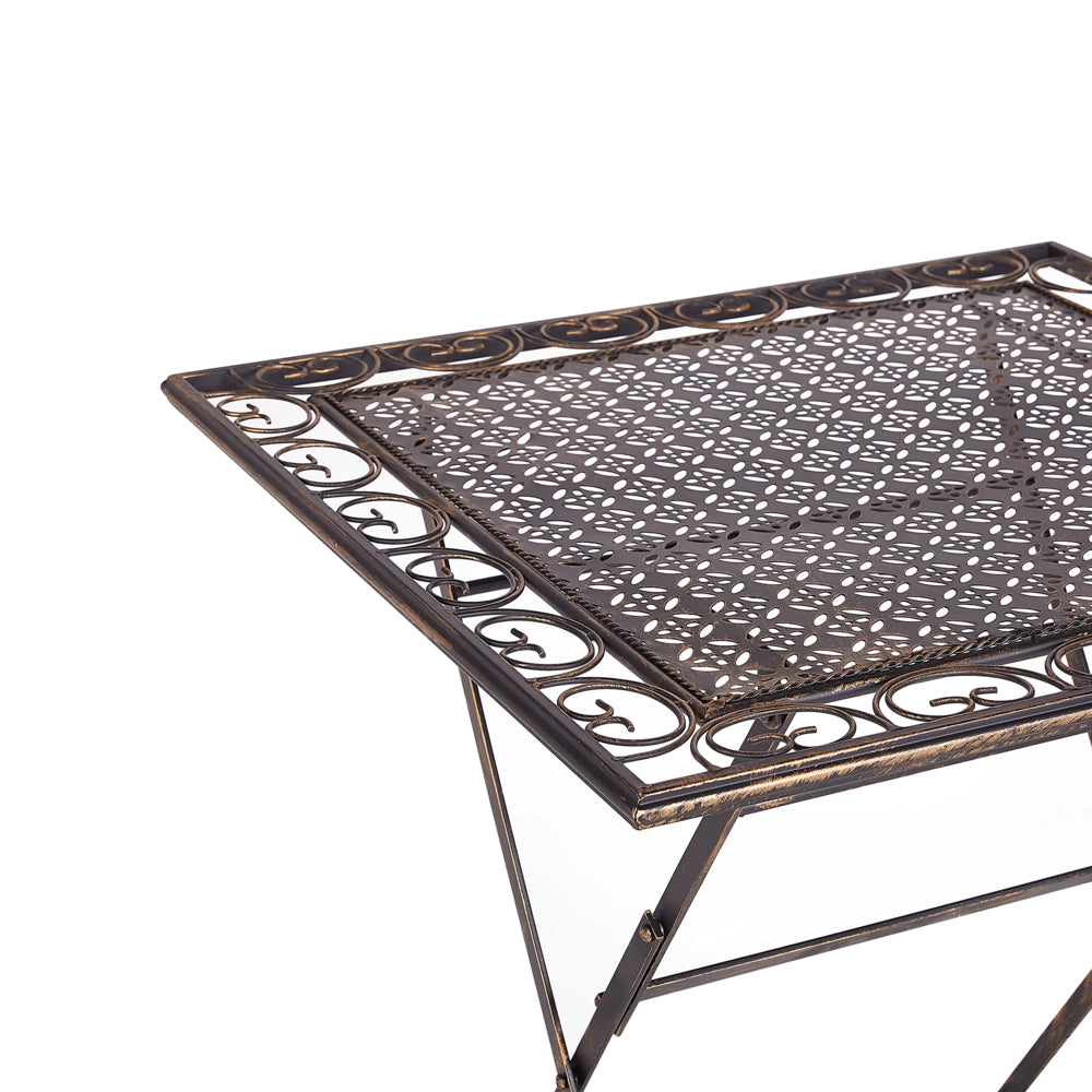 Tavolino da Giardino Bistro Pieghevole 70 x 70 cm in Metallo Nero
