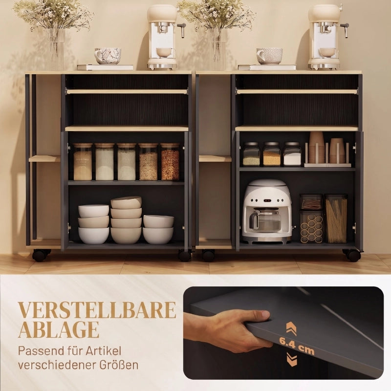 CARRELLO DA CUCINA Con ruote 80x40x82 cm Nero