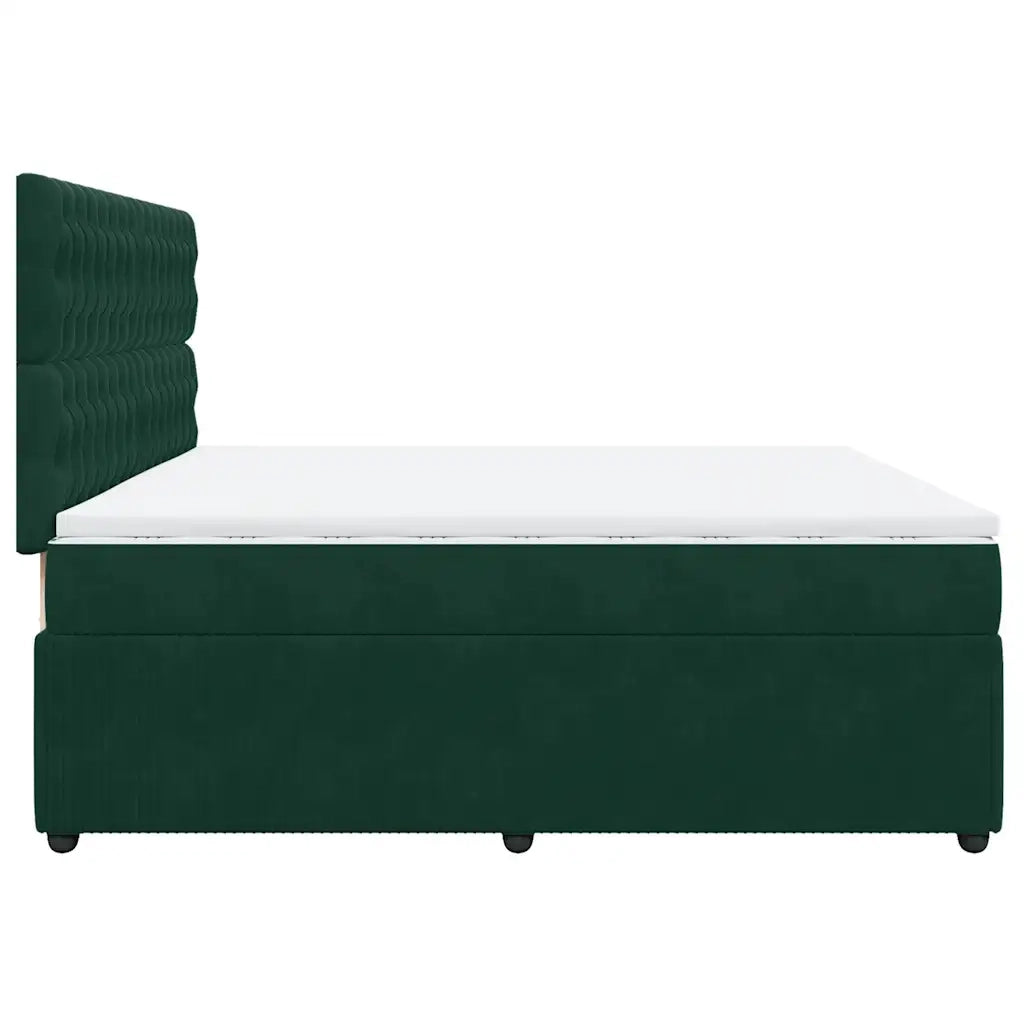 Giroletto a Molle con Materasso Verde Scuro 200x200 cm Velluto