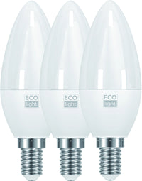 Ecolight LAMPADA A LED CANDELA E14 3 PZ. luce fredda 8 W 20.00 confezioni