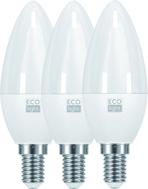 Ecolight LAMPADA A LED CANDELA E14 3 PZ. luce fredda 8 W 20.00 confezioni