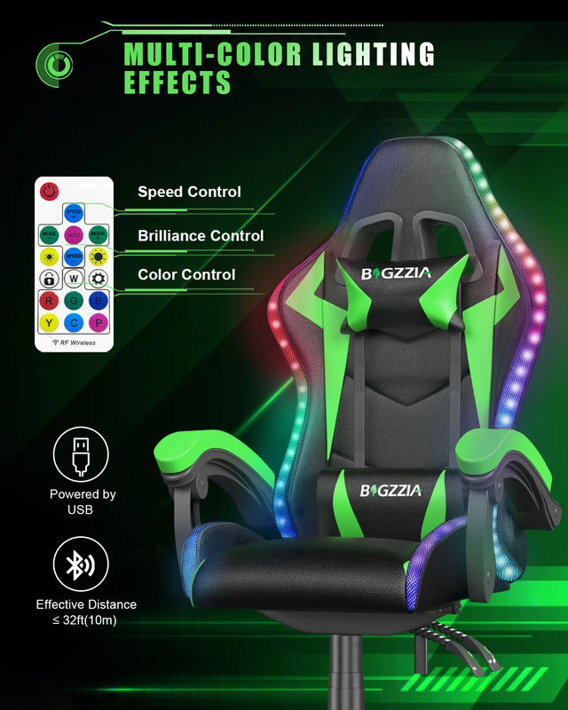 Sedia da gaming,Sedia da gaming professionale  con tecnologia LED RGB integrata, con poggiatesta, supporto lombare e braccioli