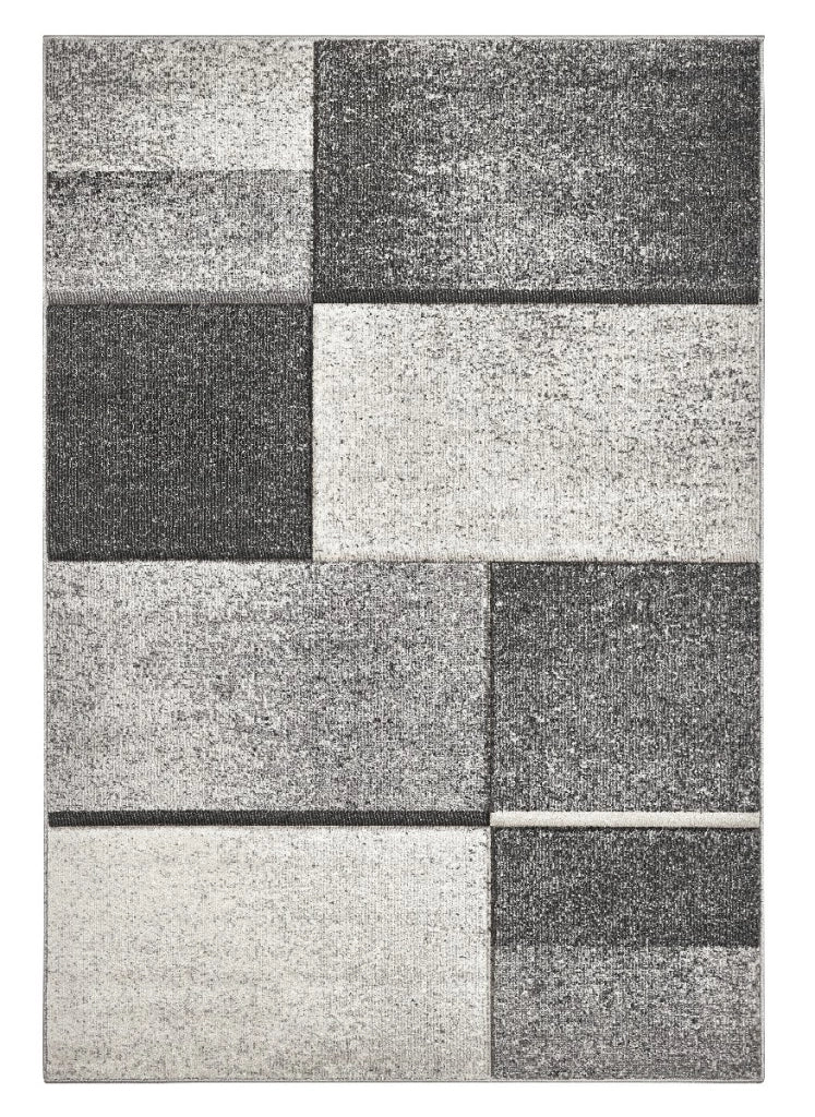 Tappeto FUNNY 87071 grigio cm.120x170 pelo morbido resistente geometrico a quadri