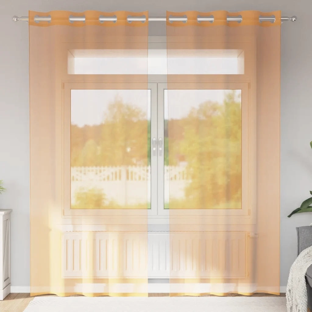 vidaXL Tende in Voile con Occhielli 2 pz Arancio 140x245 cm