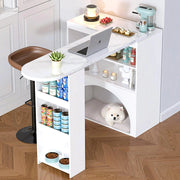 Tavolo bar estensibile - Xylo - piano marmorizzato bianco 120(+80)x40x100cm