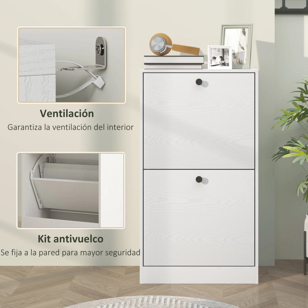 Scarpiera con 2 Cassetti ¨C zephmum ¨C Bianco Veteado 47x26x85 cm