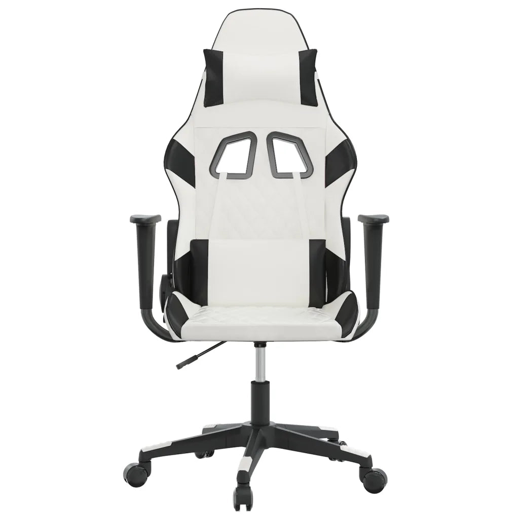 Sedia da Gaming Massaggiante Bianco e Nero in Similpelle cod mxl 65154