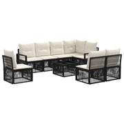 Set Divano da Giardino 9 pcs Nero polyrattan