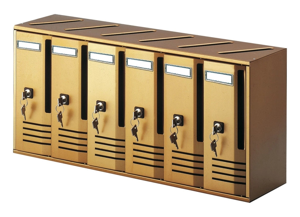 CASSETTA POSTALE CONDOMINIO MOD. CUBO IN ALLUMINIO COLOR BRONZO 6 POSTI