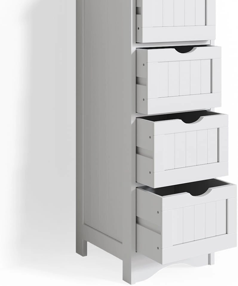 Cassettiera da bagno Bianco, Grigio, 30 x 81 cm, combinabile con altri mobili della serie Bianco