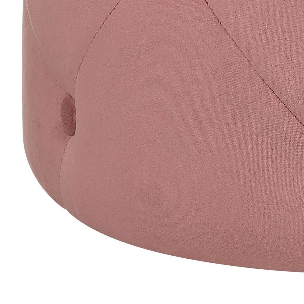 Poggiapiedi trapuntato rosa ottomana rotondo trapuntato Chesterfield