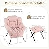 Poltrona Relax con Poggiapiedi, Poltrona da Lettura con Cuscino per Testa, Poltrona Moderna con Schienale e Seduta Imbottiti, Braccioli e Tasca di Stoccaggio, Portata 150 kg (Cashmere Rosa)