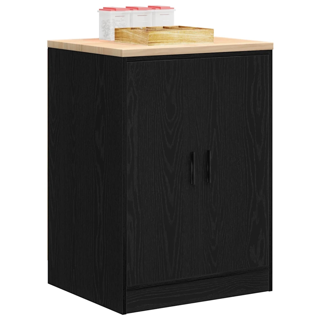 Armadietto da Garage Nero 60x51x85 cm in Legno Massello di Pino 860572
