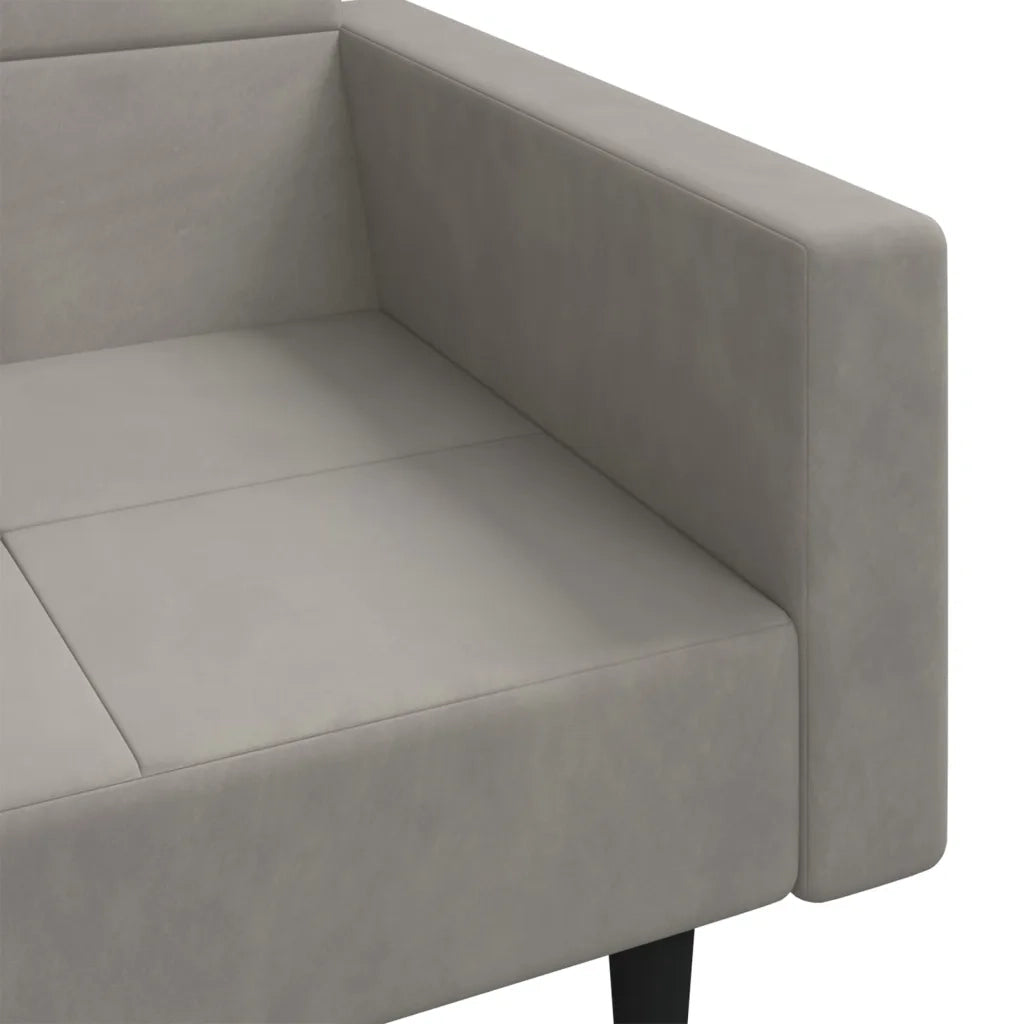 Divano Letto a 2 Posti con 2 Cuscini Grigio Chiaro in Velluto 375816