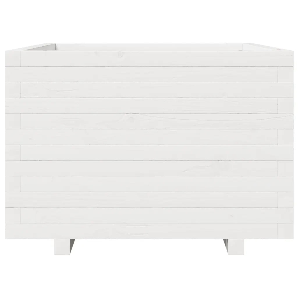 Fioriera da Giardino-Vaso da Esterno Bianca 70x70x49,5cm Legno Massello di Pino 741930