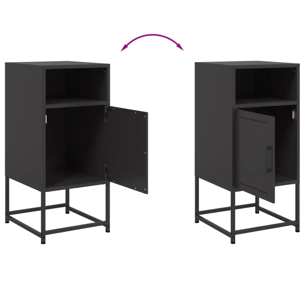 Set di 2 Comodini | Armadio da Notte | Mobiletto da notte Neri 36x39x78 cm in Acciaio