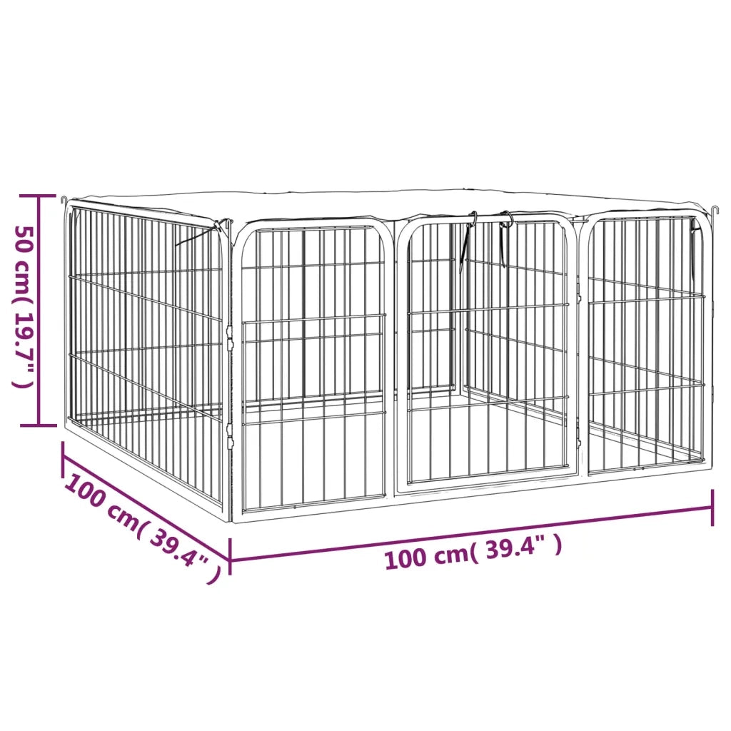 Box Cani a 4 Pannelli Nero 100x50cm Acciaio Verniciato Polvere CFW2078172