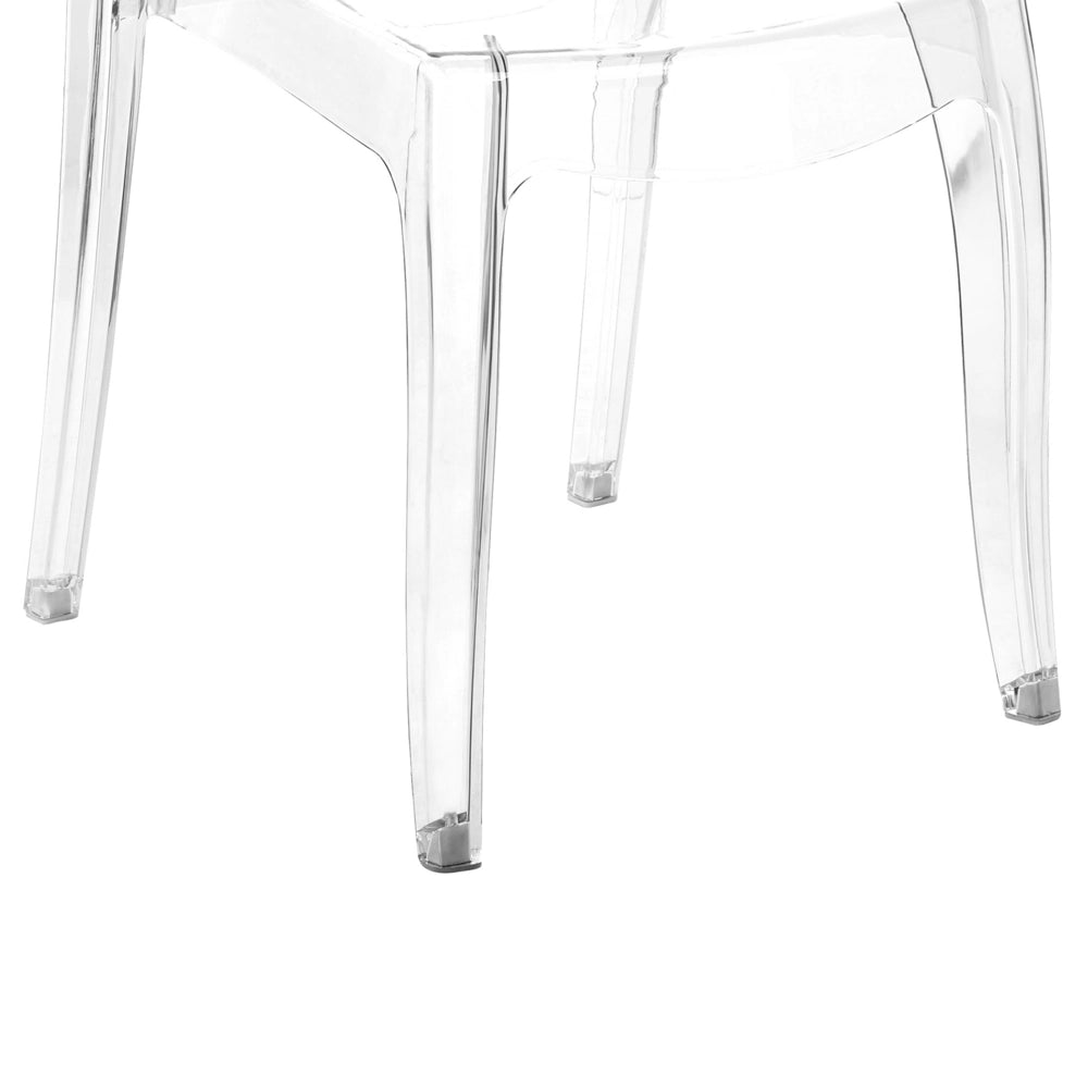 Set di 2 sedie trasparenti schienale in materiale sintetico senza braccioli impilabili sala da pranzo moderna
