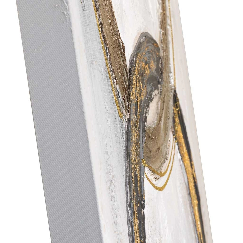 Quadro dipinto a mano con rilievo grigio 50x100x3h cm