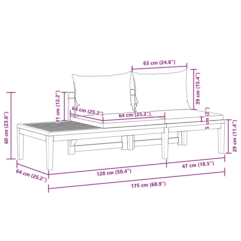 Set Divani Giardino 2 pz con Cuscini Grigio Scuro Legno Acacia cod mxl 70758