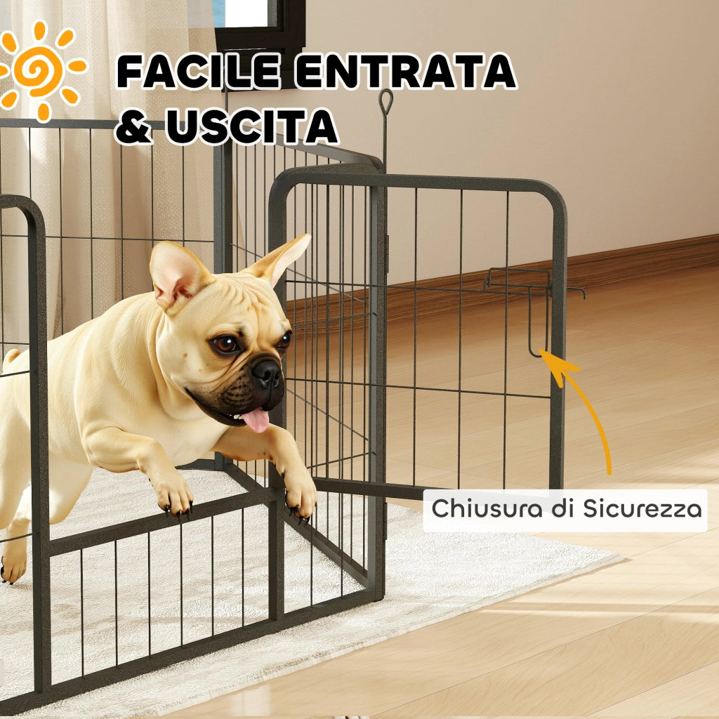 Recinto per Cani 6 Pannelli Modulabili ¨C zephmum ¨C Grigio Scuro Acciaio 80x150x60 cm con Porta