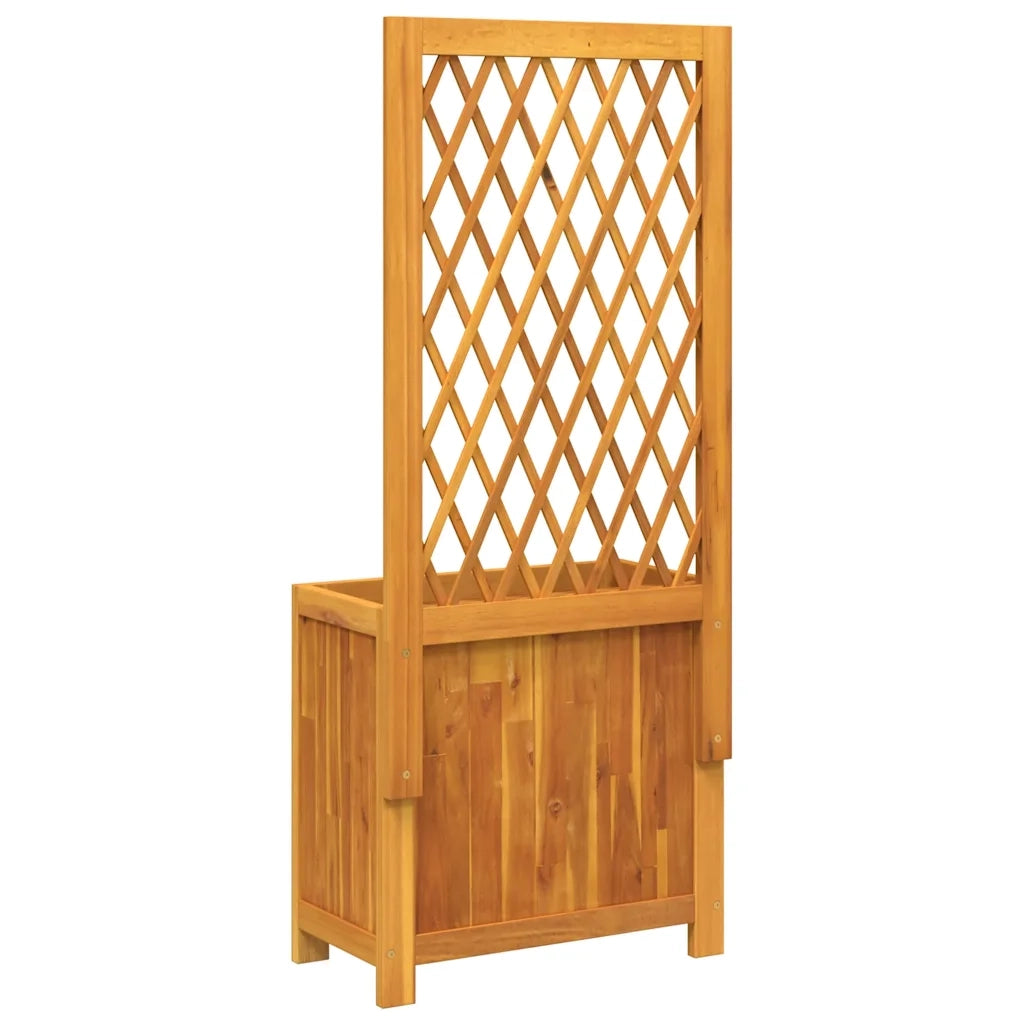 Fioriera | Cassetta per fiori | Vaso con Traliccio 55x29,5x132 cm Legno Massello di Acacia