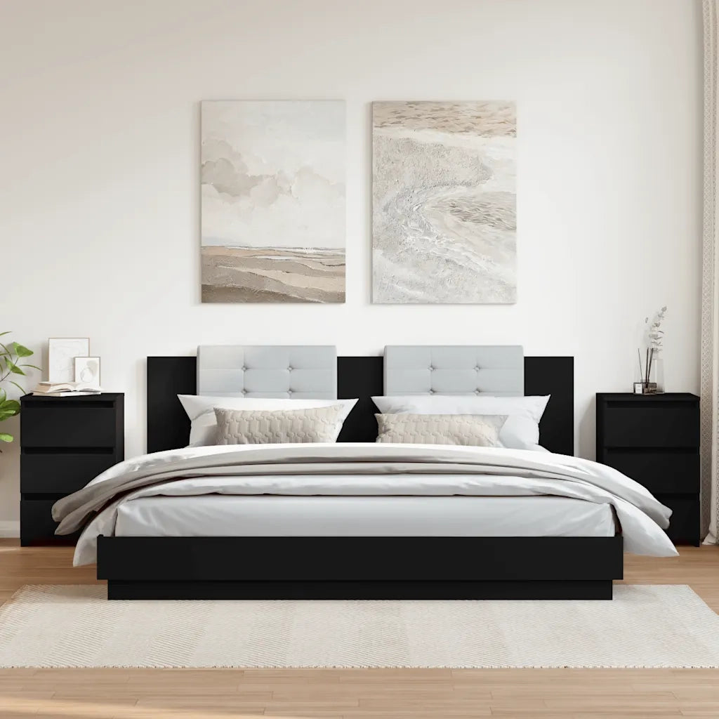 Comodini 2 pz Neri 40x35x62,5 cm in Legno Multistrato 806214