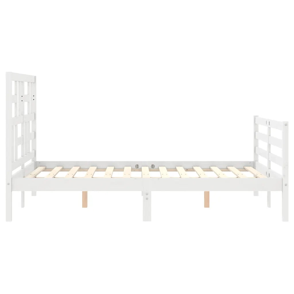 Giroletto con Testiera-Struttura Letto con testiera Bianco 140x190 cm in Legno Massello 979851