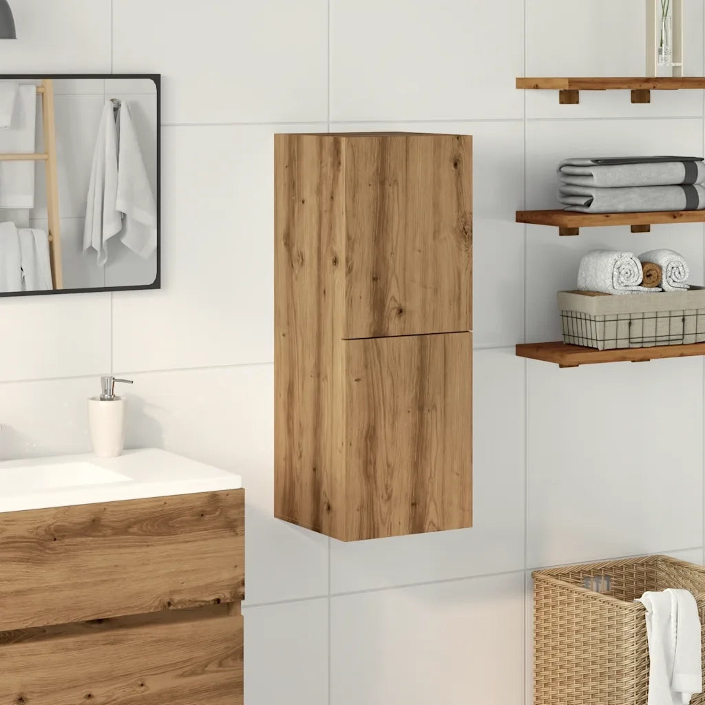 vidaXL Mobile Pensile Bagno Rovere Artigianale 30x30x80cm Truciolato