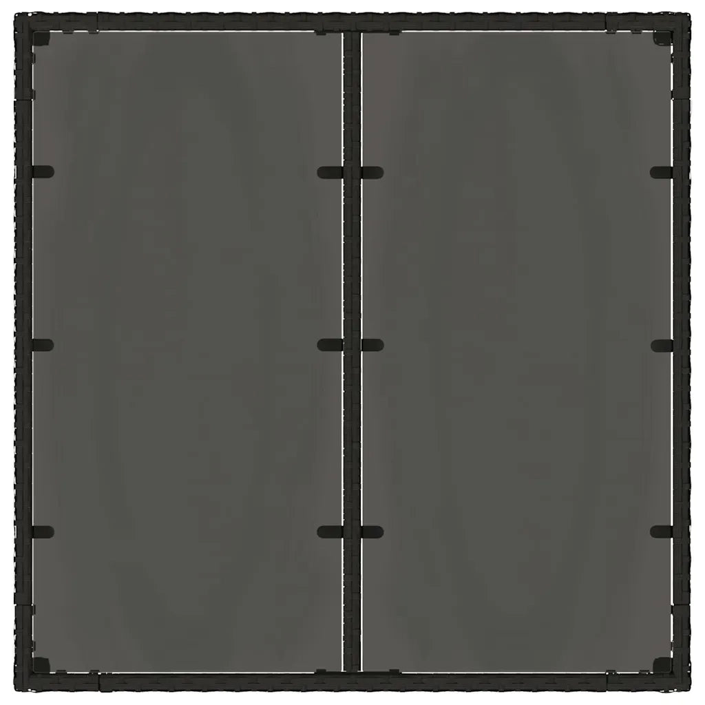 Tavolo da Giardino | Tavolino da esterno Piano in Vetro Nero 90x90x75 cm Polyrattan