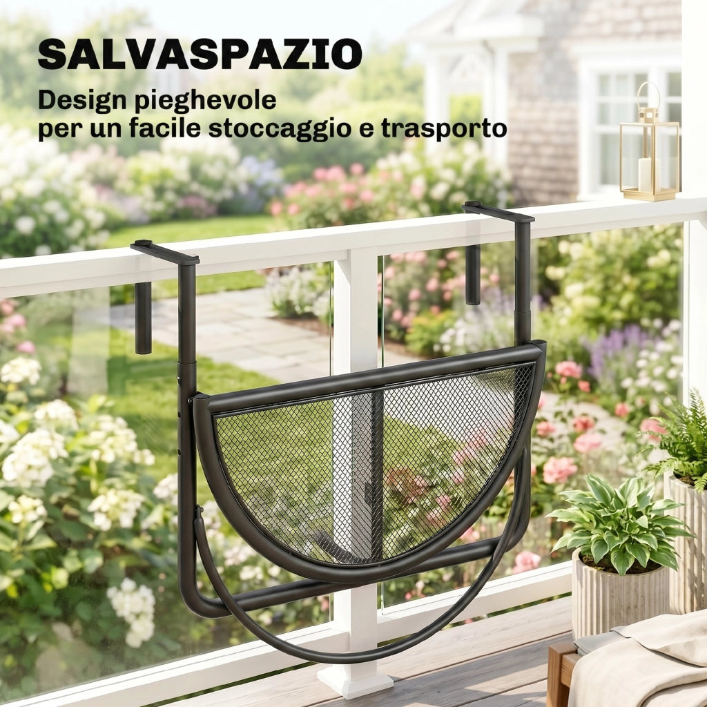 Tavolino pieghevole ¨C zephmum ¨C metallo, nero, 60x45x50cm