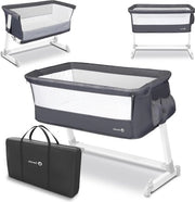 Letto per Bambini con Regolazione di Altezza - Rulli Mobili - Organizzatore - Rete Antizanzare - Borsa di Trasporto - Co Sdraiato
