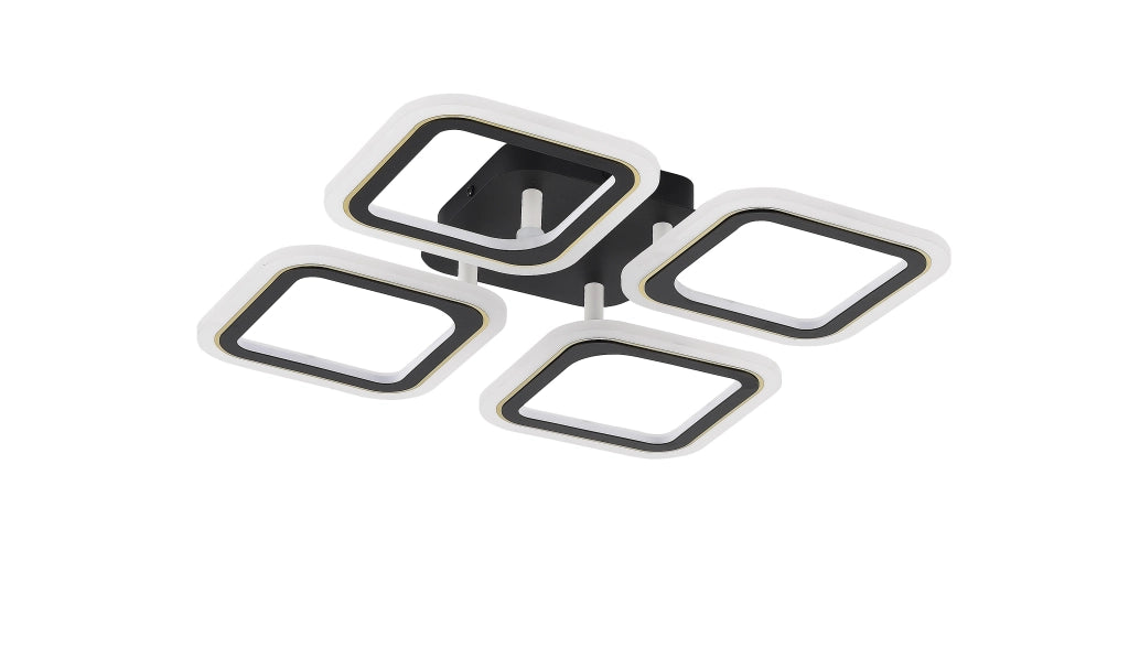 Plafoniera geometrica 4 quadrati LED 30W nero/oro Zuma Line