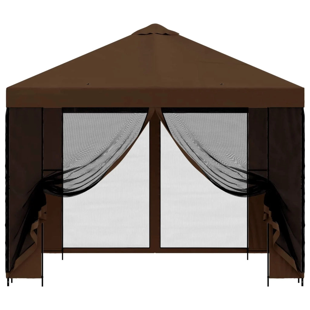 Gazebo da giardino con pareti laterali 3 x 3 m Marrone