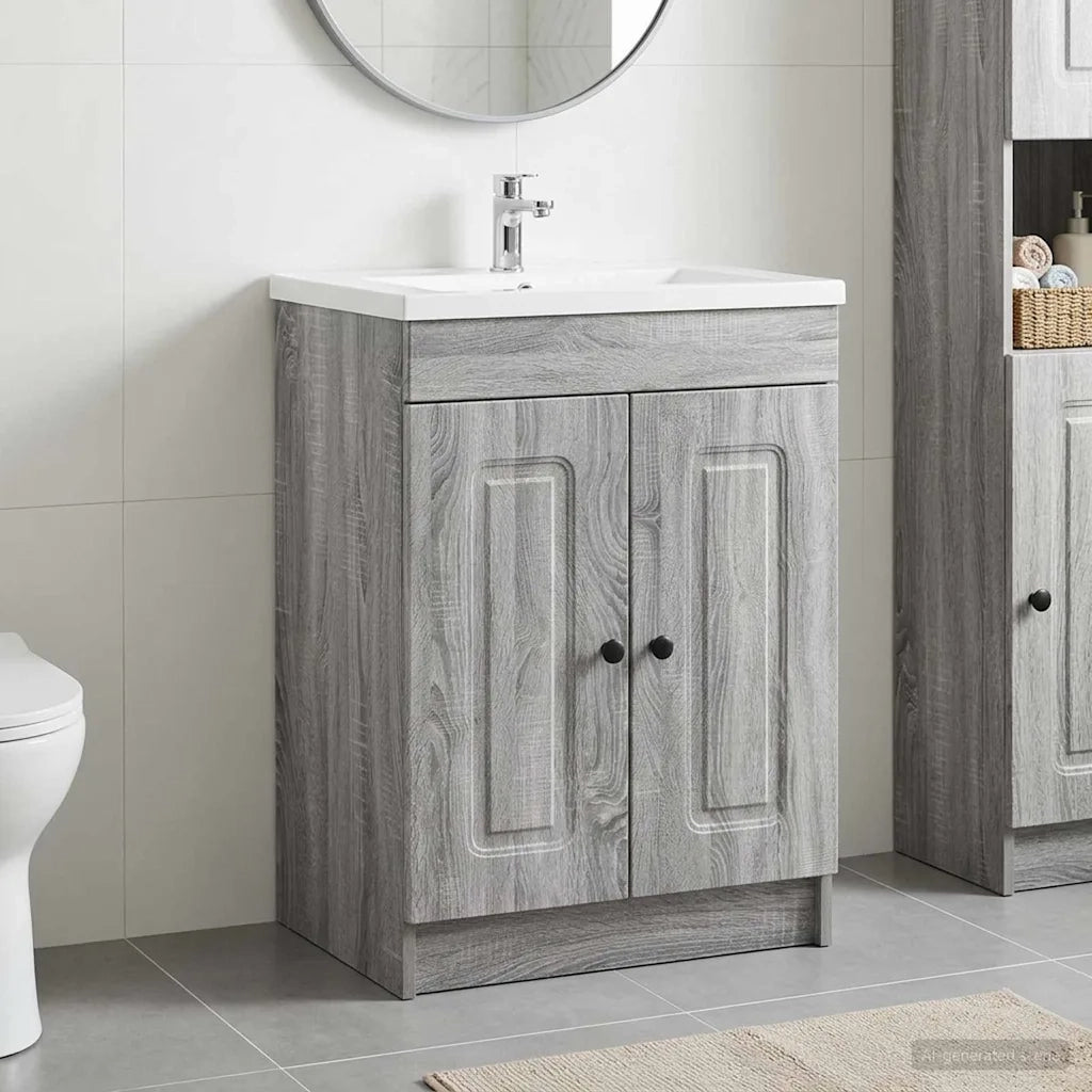 Mobiletto da bagno sotto il lavello Sonoma grigio 890010