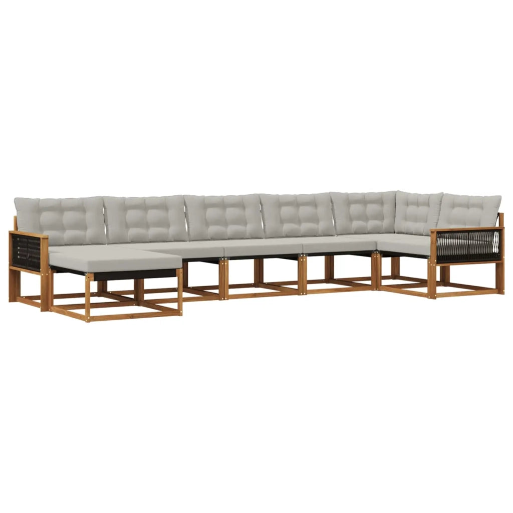 Set di divani da esterno 7 pz Naturale e Grigio Chiaro 3381567