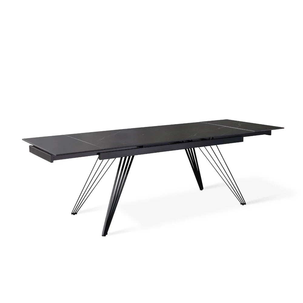 Tavolo da pranzo allungabile in ceramica effetto marmo nero Augustus 160-240x90 cm fino a 10 posti | Duzzle