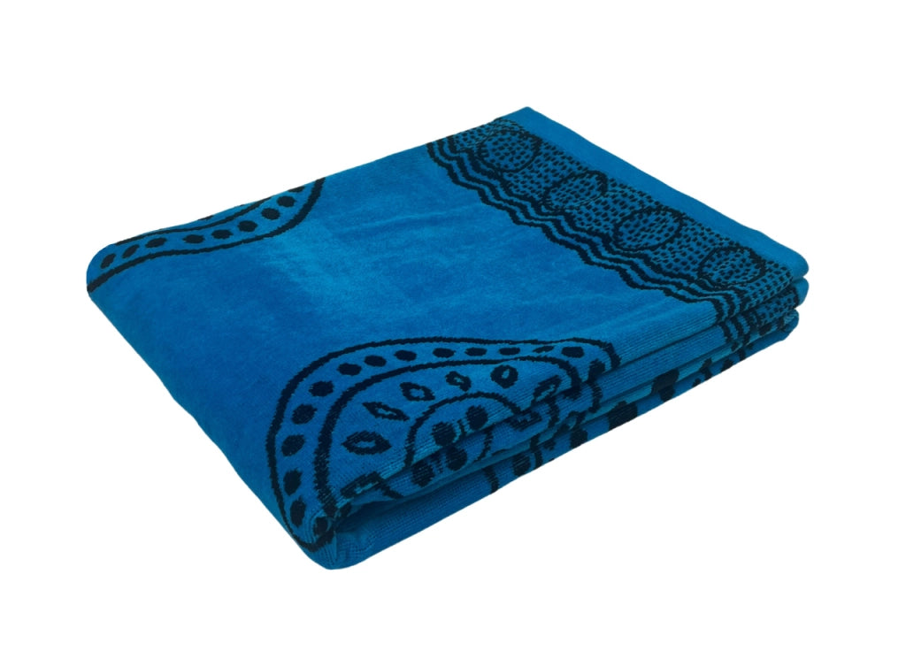 Telo Mare Jacquard Spugna Asciugamano Spiaggia Disegno Vita - Telo Mare - Azzurro