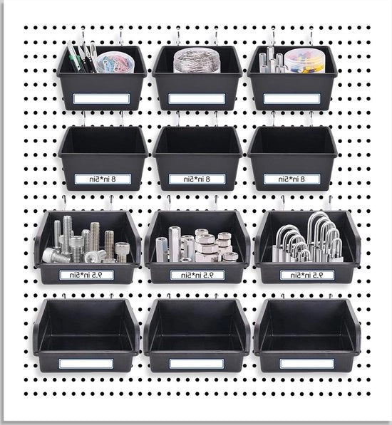 Accessori per parete perforata - scatola pegboard - contenitori di archiviazione con ganci - accessori per parete di lavoro - organizzatore di stecca per parete
