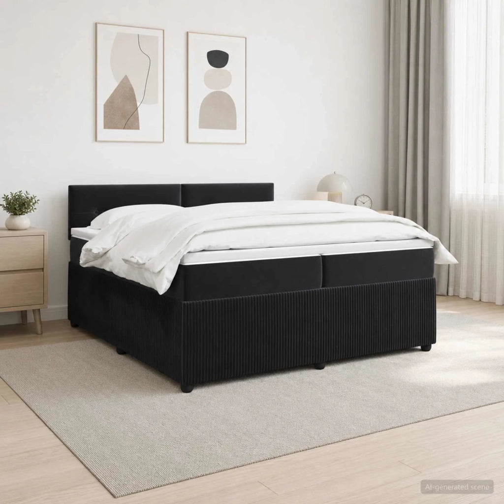 Letto box spring con materasso Nero 200 x 200 cm Velluto 3453211