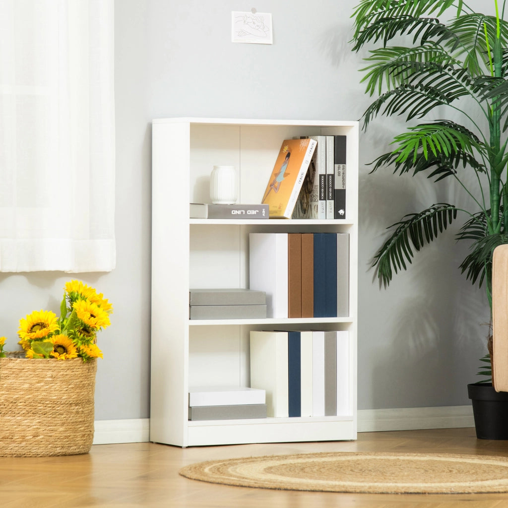 Libreria con 3 Scomparti per Libri ¨C zephmum ¨C 62.2x24x102.4 cm Bianco