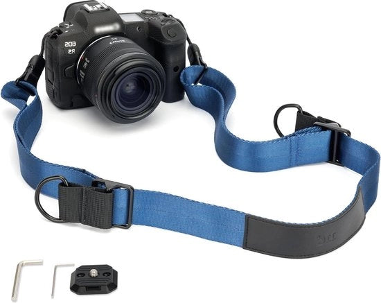 Supporto universale per la fotocamera - Cinturino regolabile per spalla per fotocamera + Piattaforma di rilascio rapido Swiss - BLAUW per fotocamere Canon Nikon Sony Fujifilm DSLR