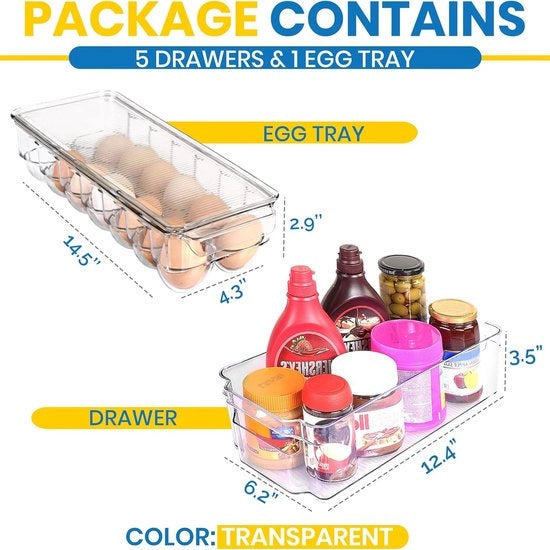 Organizzatore per frigorifero, set - camera di magazzino, snack, lattine, cucina, ALTA QUALITÀ MATERIALE, 8 pezzi