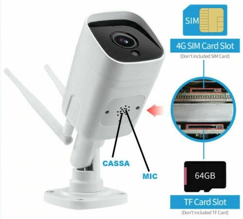 telecamera 4g Sim Gsm Camera WIFI Cam IP66 slot SD 2 MPX Audio e video HD remoto - Tech-It