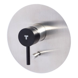 Rubinetto Miscelatore Monocomando Doccia ad Incasso con Deviatore in Acciaio Inox Maniglia Carbone