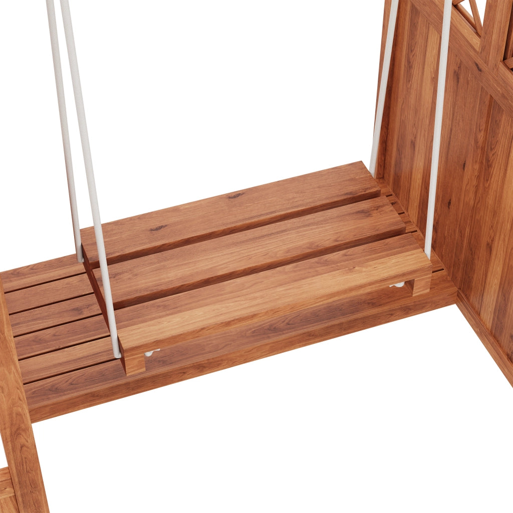 Fioriera Con Grigliato E Altalena; Tetto PC Anti-UV; Legno Massello Marrone; per Giardino Terrazza Balcone 163¡Á142¡Á70 cm