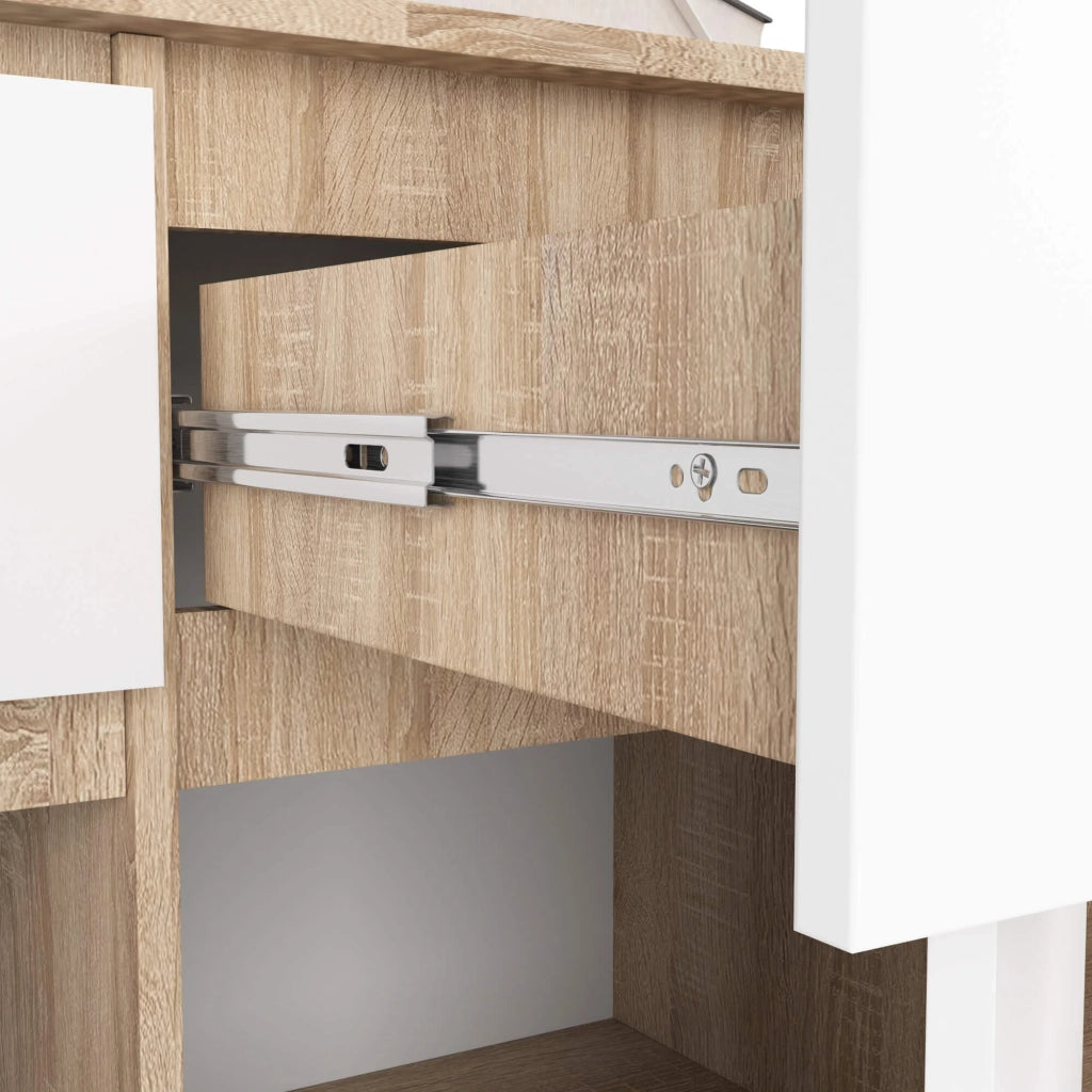 Cassettiera AKORD K140 Sonoma Quercia 138 cm 3 ante 3 cassetti inserto frontale Bianco 138x40x99 cm