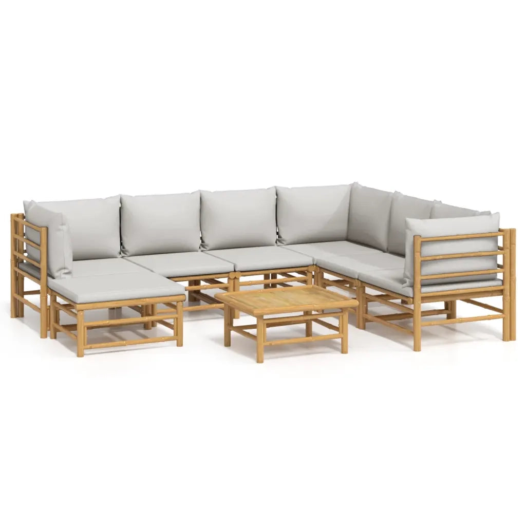Set Salotto da Giardino 8pz con Cuscini Grigio Chiaro BambÃ¹cod mxl 124226