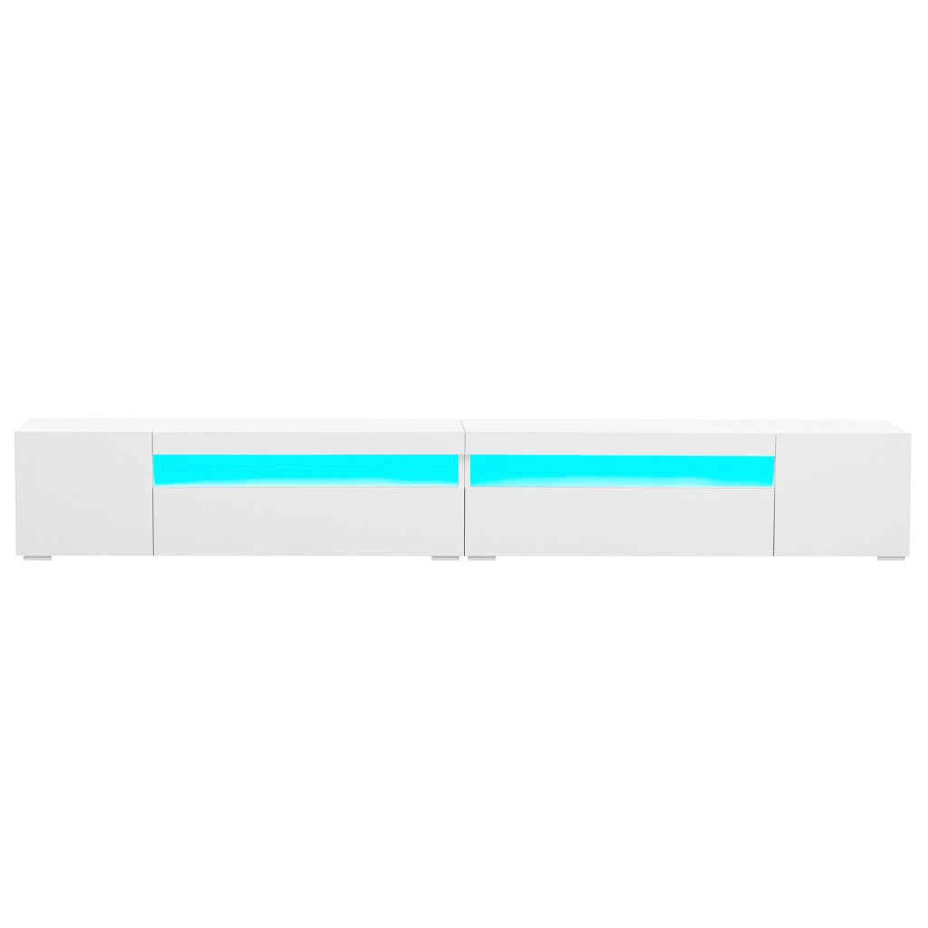 Mobile TV con LED ¨C MINIMAL ¨C Bianco Lucido, Legno, 240cm