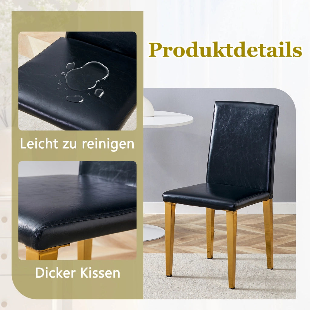 SEDIA Set da 2 pezzi 90 cm Nero/Oro in PU e metallo